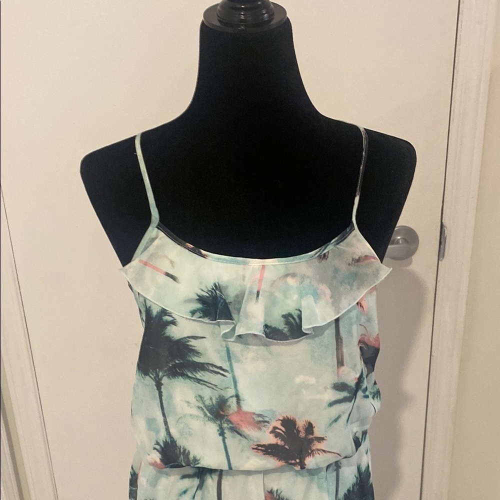 SUZY SHIER Tropical Print Sleeveless Dress with elastic waist Size Small - Picture 3 of 14